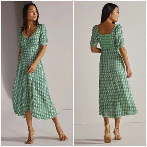 💕FAVORITE DAUGHTER💕 Vineyard Maxi Dress ~ Retro Mosaic Green Print 2 NWT